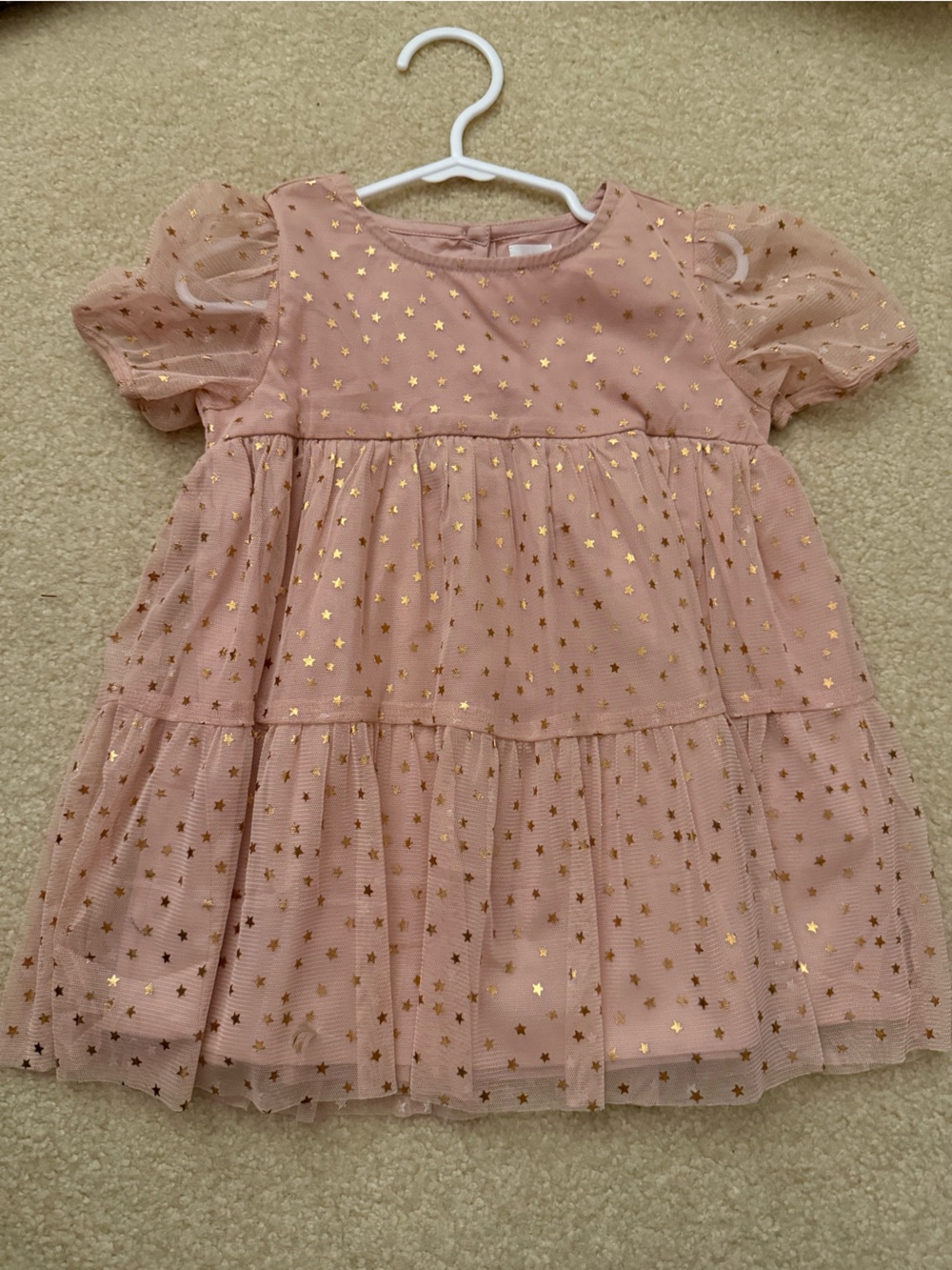 Girls Pink Star Print Tulle Dress